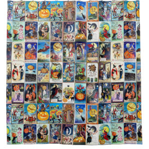 Halloween Vintage Postcard Shower Curtain