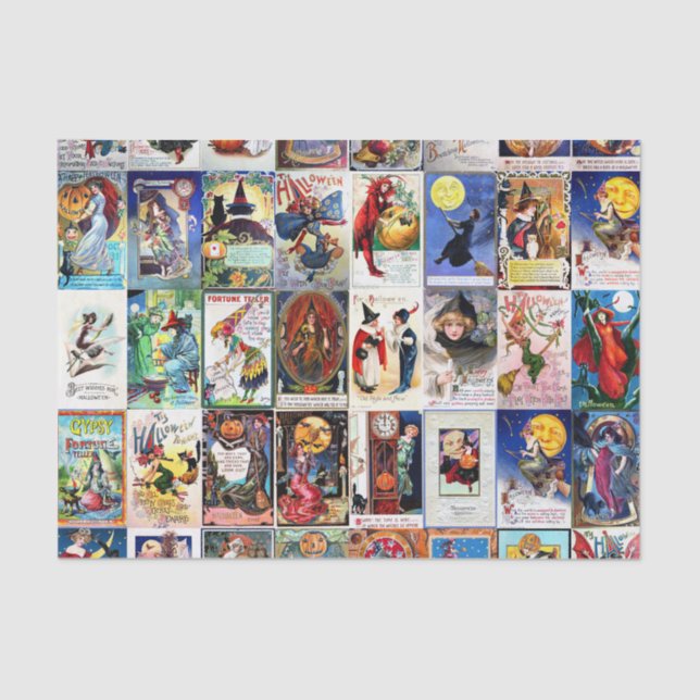 Halloween Vintage Postcard Tissue Paper (Front)