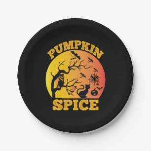 Halloween Vintage Pumpkin Spice Birthday Paper Plate