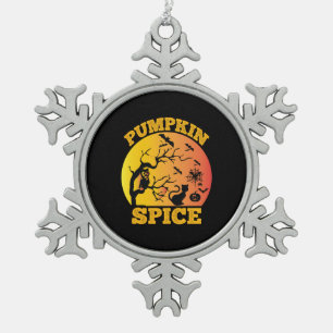 Halloween Vintage Pumpkin Spice Birthday Snowflake Pewter Christmas Ornament