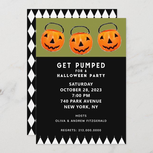 Halloween Vintage Pumpkins Party  Invitation (Front/Back)