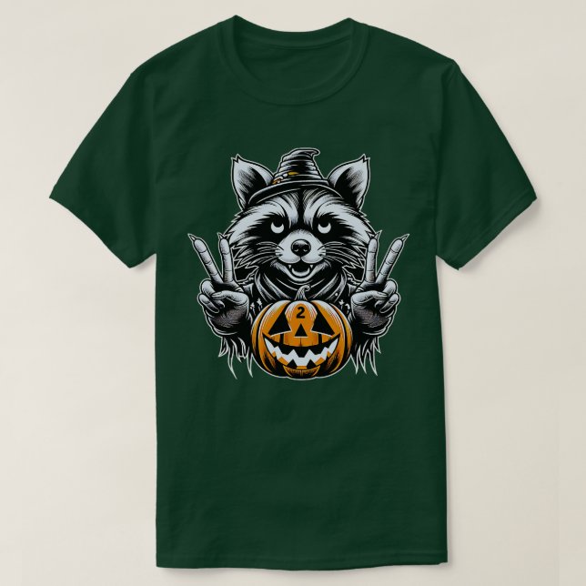 Halloween Vintage Racoon Making T-Shirt (Design Front)