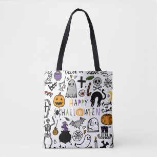 Halloween vintage set. Cute halloween icon collect Tote Bag