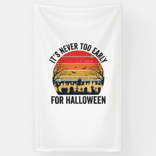 Halloween Vintage Sunset Graveyard Cat Vector Desi Banner