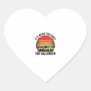 Halloween Vintage Sunset Graveyard Cat Vector Desi Heart Sticker