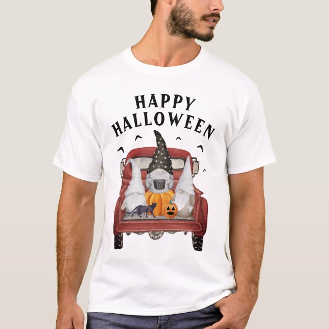 Halloween Vintage Truck Gnomes T-Shirt (Front)