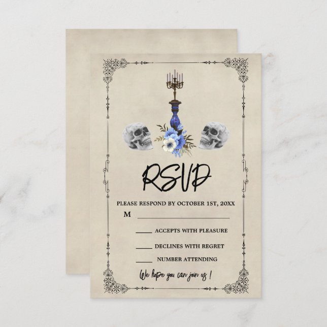 Halloween Vintage Wedding  RSVP Card (Front/Back)