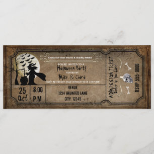 Halloween Vintage Witch Spooky Ticket Invitation