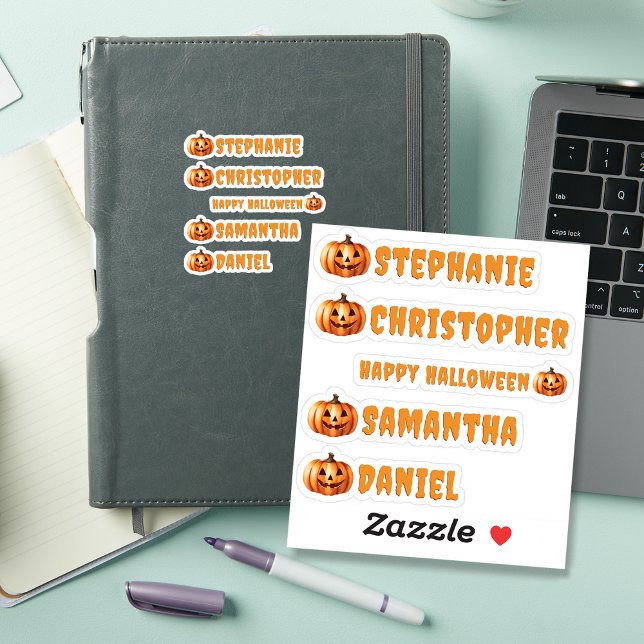 Halloween Vinyl Cutout Name Labels - Personalised  (🎃 Pumpkin Magic: Halloween Vinyl Cutout Name Labels! 👻)
