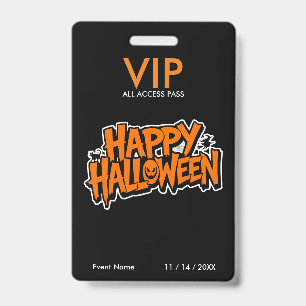 Halloween VIP Pass – All Access Party Pass ID Badge