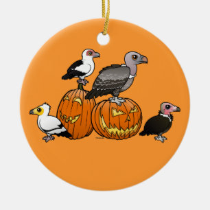 Halloween Vultures Ceramic Tree Decoration
