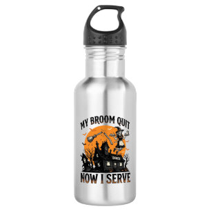 Halloween Waitress Shirt Broom Broke Humor_1 532 Ml Water Bottle