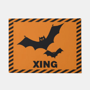 Halloween Warning Bat Crossing Doormat