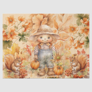 Halloween Watercolor Foliage & Scarecrow Decoupage Tissue Paper