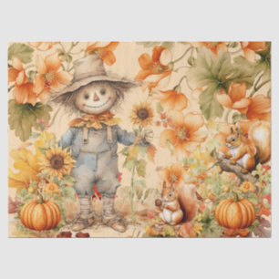 Halloween Watercolor Foliage & Scarecrow Decoupage Tissue Paper