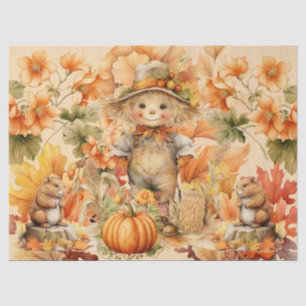 Halloween Watercolor Foliage & Scarecrow Decoupage Tissue Paper