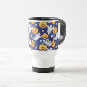 Halloween Watercolor Pattern Travel Mug