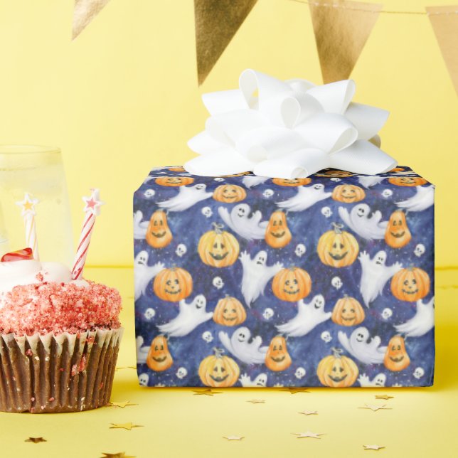 Halloween Watercolor Pattern Wrapping Paper (Birthday Party)