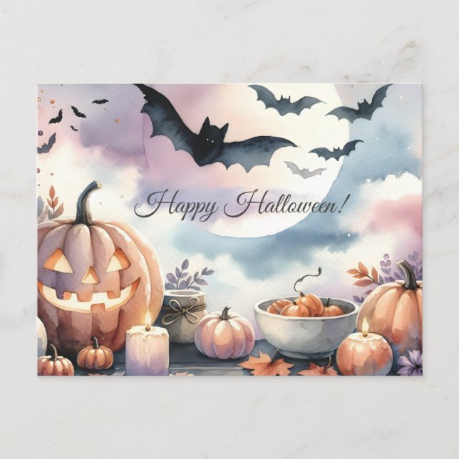 Halloween watercolor postcard (Front)