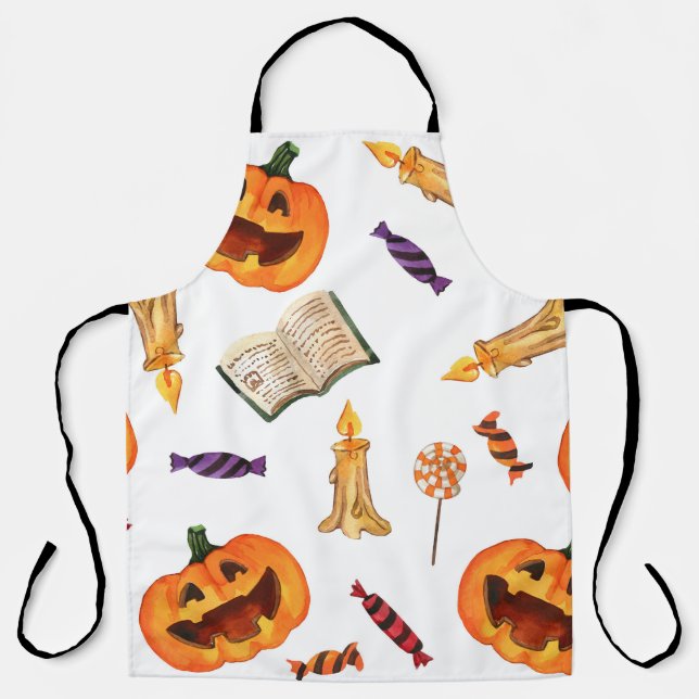 Halloween Watercolor: Seasonal Pattern Apron (Front)