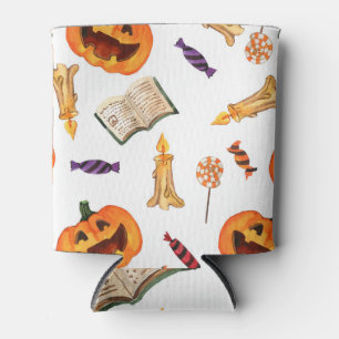 Halloween Watercolor: Seasonal Pattern Can Cooler
