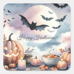 Halloween watercolor square sticker