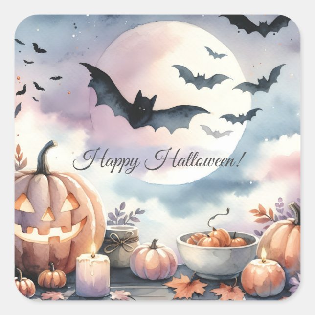 Halloween watercolor square sticker (Front)