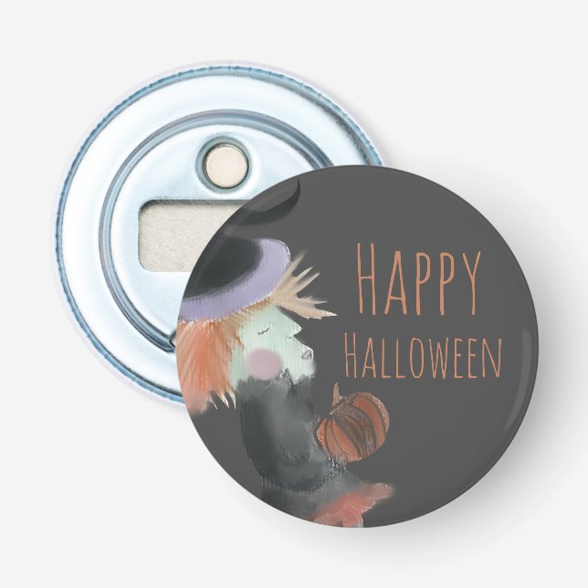 Halloween Watercolor Witch Pumpkin    Bottle Opener (Front)