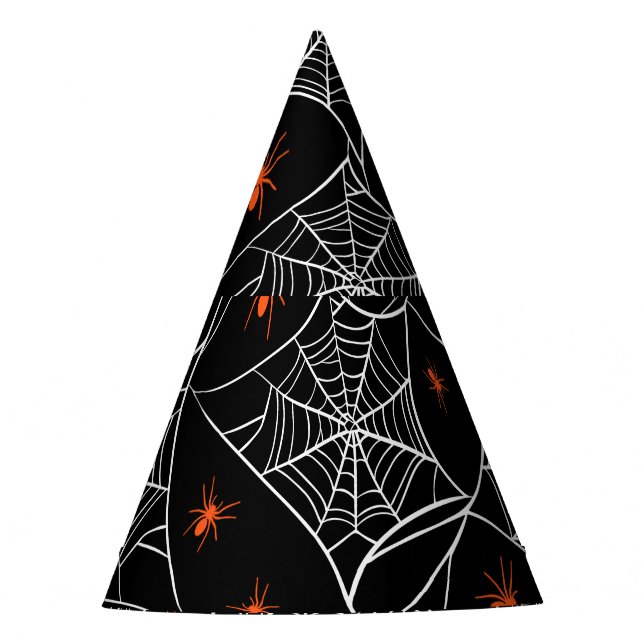 Halloween web and spiders background. party hat (Front)