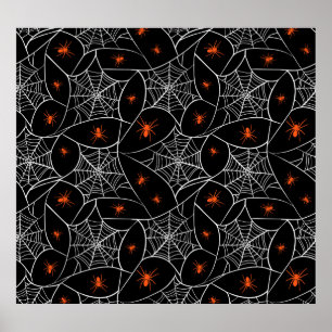 Halloween web and spiders background. poster
