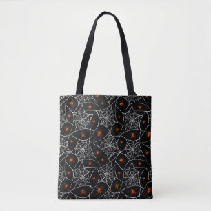 Halloween web and spiders background. tote bag