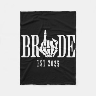 Halloween Wedding Bride Groom Skeleton Chelorette  Fleece Blanket