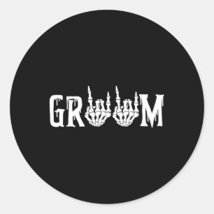Halloween Wedding Bride Groom Skeleton Till Death Classic Round Sticker