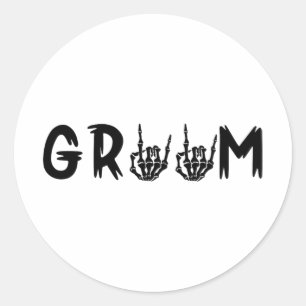 Halloween Wedding Bride Groom Skeleton Till Death Classic Round Sticker