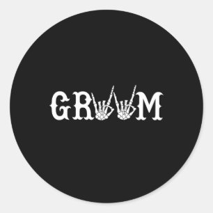 Halloween Wedding Bride Groom Skeleton Till Death  Classic Round Sticker