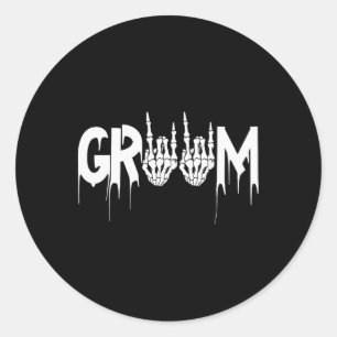 Halloween Wedding Bride Groom Skeleton Till Death  Classic Round Sticker