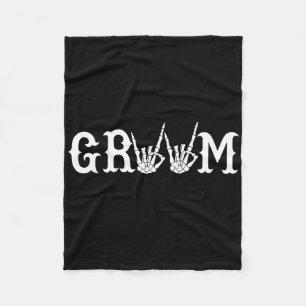 Halloween Wedding Bride Groom Skeleton Till Death  Fleece Blanket