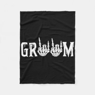 Halloween Wedding Bride Groom Skeleton Till Death Fleece Blanket