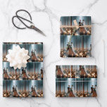 Halloween Wedding Dance Wrapping Paper Sheet<br><div class="desc">Skeletons dressed as a bride and groom dance amidst tall trees in a forest filled with glowing candles</div>