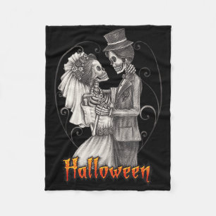 Halloween Wedding Day In October - Bride And Groom Fleece Blanket