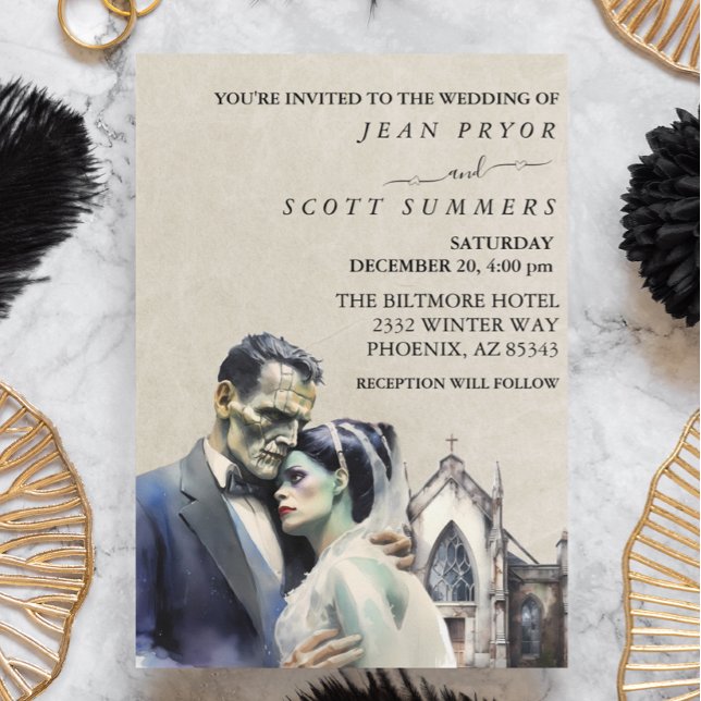 Halloween Wedding Frankenstein Bride  Invitation (Creator Uploaded)