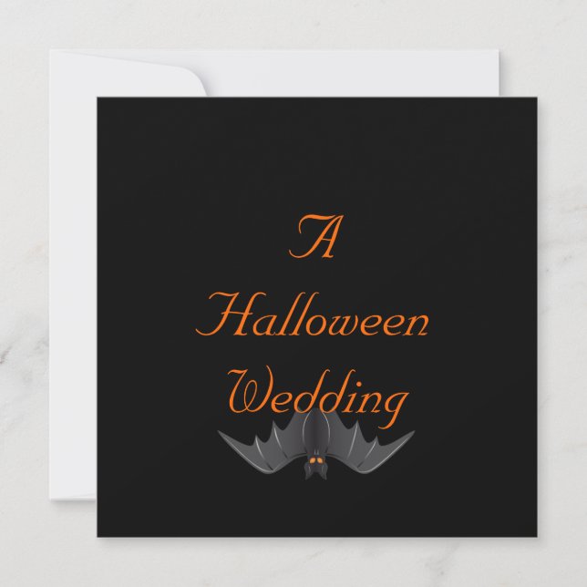 Halloween Wedding - (Hanging Bat) Invitation (Front)