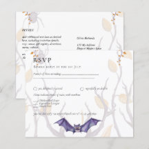 Halloween Wedding Invitation Gothic Skulls Purple