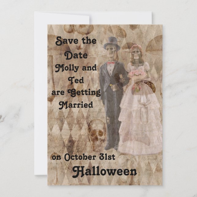 Halloween Wedding Invitation in Tan (Front)