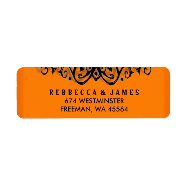 Halloween Wedding Label - Orange & Black (Front)