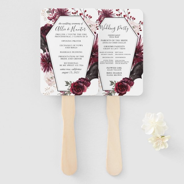 Halloween Wedding Program Hand Fan (Front and Back)