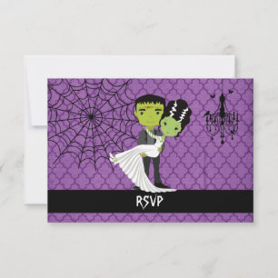 Halloween Wedding RSVP Bride of Frankenstein Card