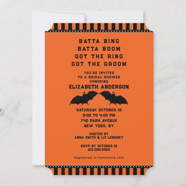 Halloween Wedding Shower Invitation (Front)