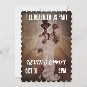 HALLOWEEN WEDDING SKELETON COUPLE INVITATIONS