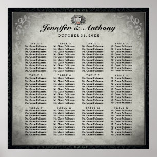 Halloween Wedding Skeletons Grey Seating Chart